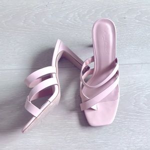 Strapy pink high heal sandal heels women